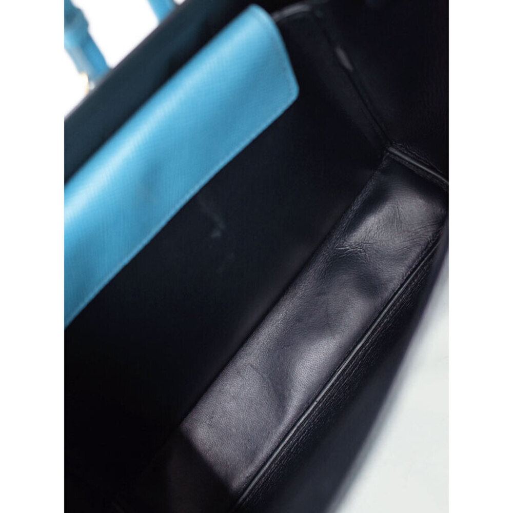 Prada Double Saffiano leather tote bag top handles Blue - Picture 7 of 9